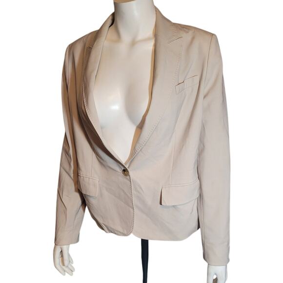 ANNE KLEIN Cream Blazer Jacket Sz 12 Career Minimalist Quietlux Neutral Workwear - Picture 4 of 11